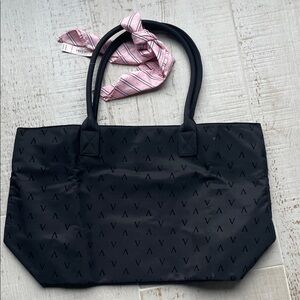 $5💃 VICTORIA'S SECRET Black Tote with Pink Scarf Accent